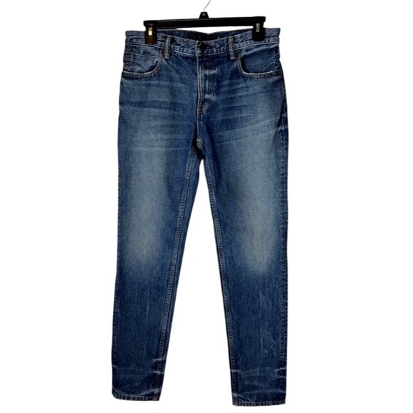 Alexander Wang Jeans‎ Women 26 Blue Medium Wash Denim Faded Straight Leg Luxury - Picture 1 of 11